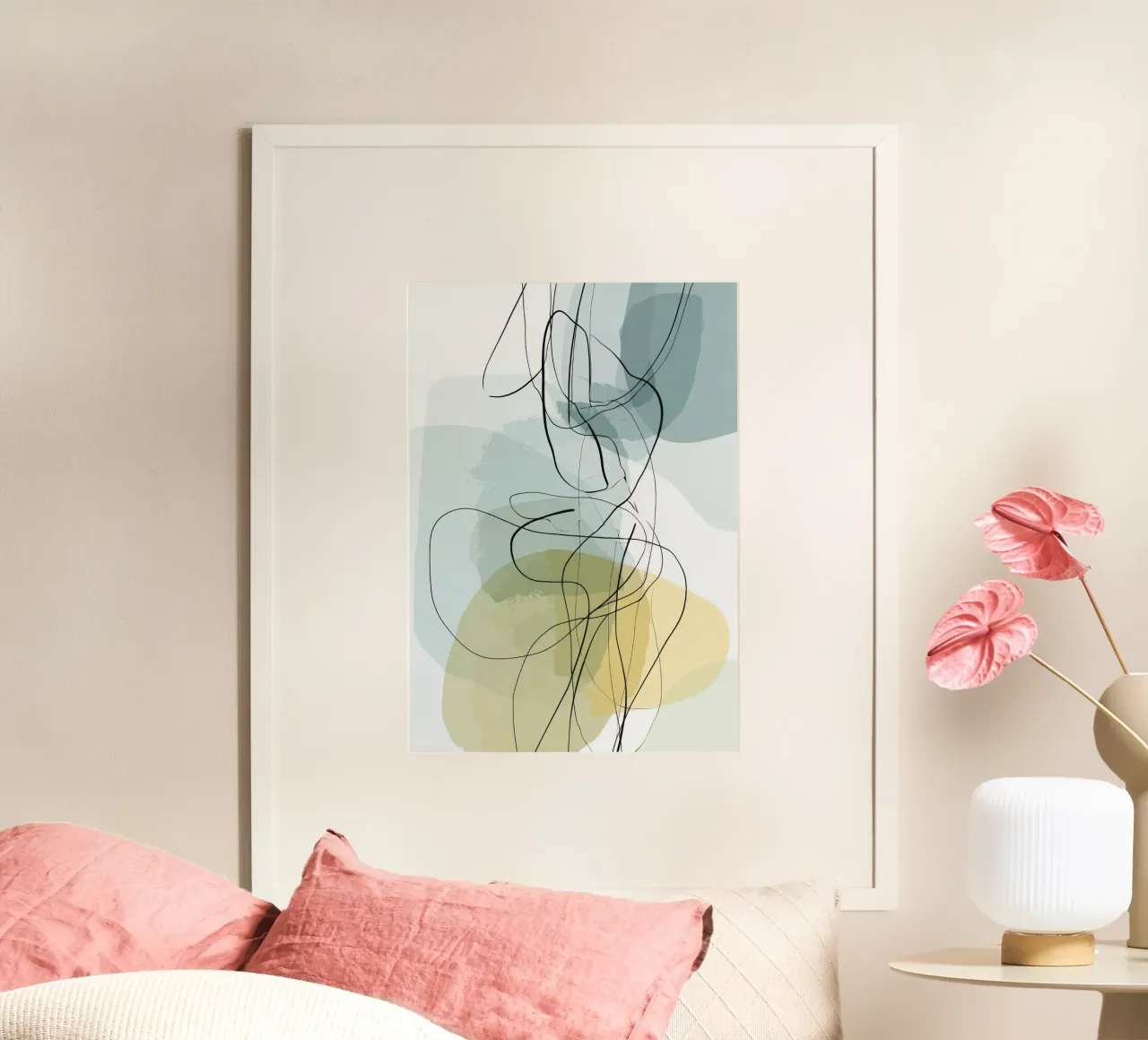 Minimalist Abstract Lines with Cool Color Shapes hahnemühle by Artbyvo