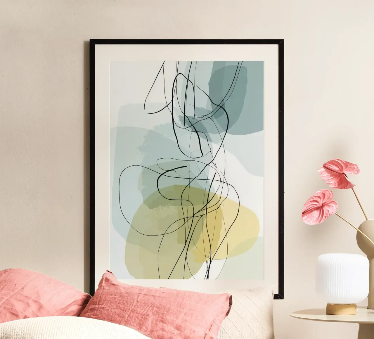 Minimalist Abstract Lines with Cool Color Shapes hahnemühle by Artbyvo