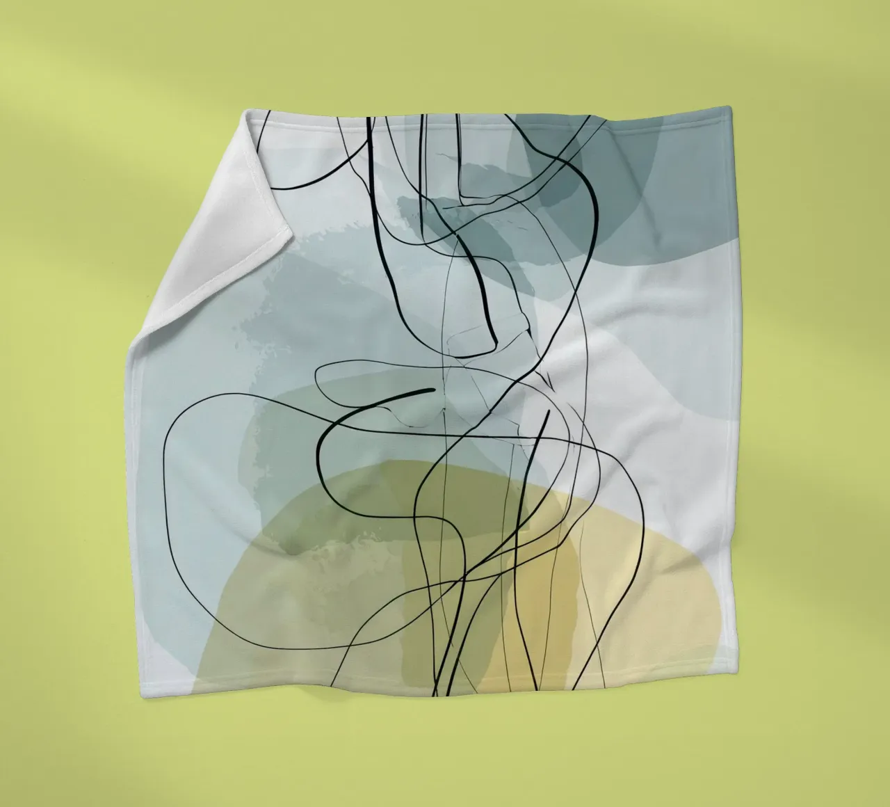 Minimalist Abstract Lines with Cool Color Shapes fleece blanket by Artbyvo