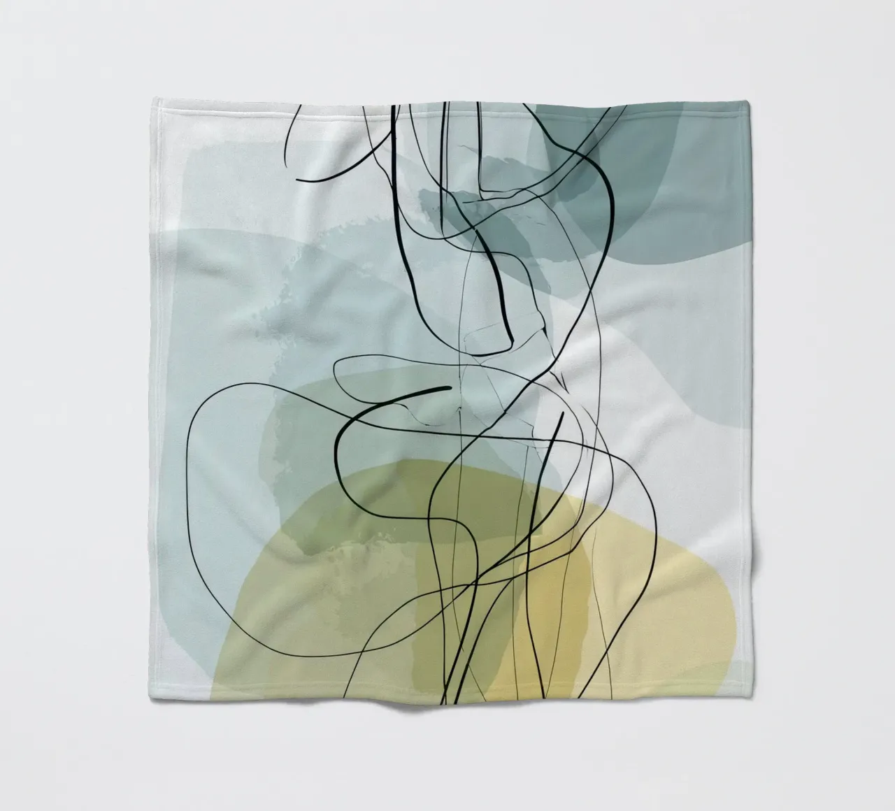 Minimalist Abstract Lines with Cool Color Shapes fleece blanket by Artbyvo