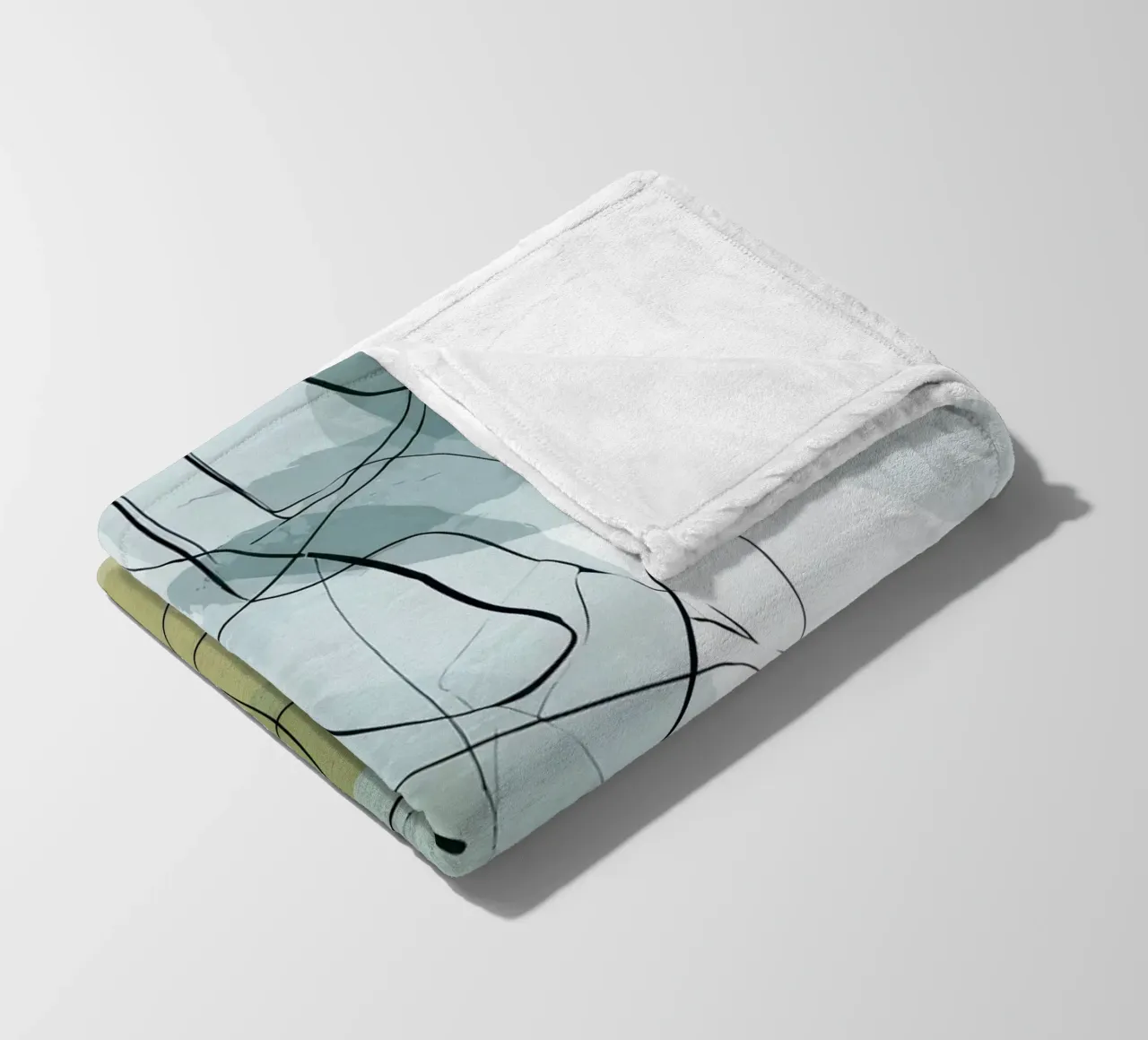 Minimalist Abstract Lines with Cool Color Shapes fleece blanket by Artbyvo