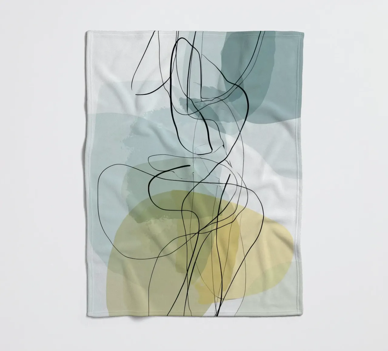 Minimalist Abstract Lines with Cool Color Shapes fleece blanket by Artbyvo