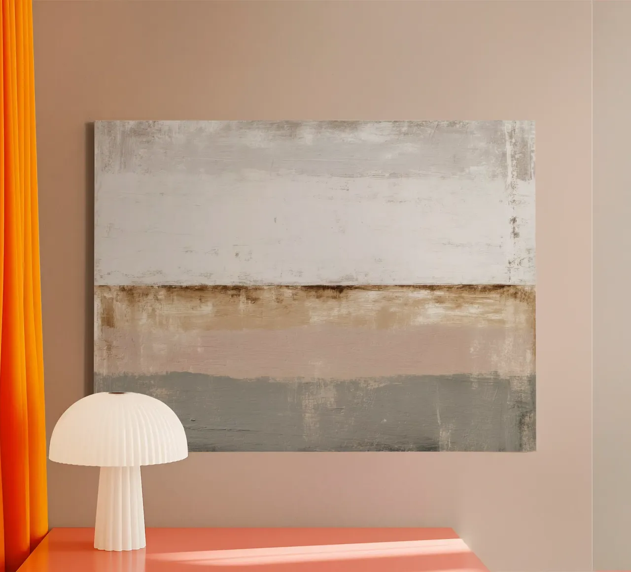 Minimalist Abstract Painting in Neutral Earthy Tones canvas with Floater frame by Artbyvo