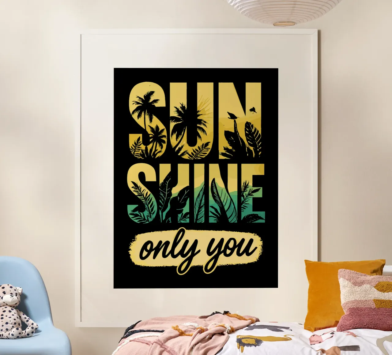 Sunshine, Only You - Tropical - Arte del testo poster con telaio in legno da LM2KONE
