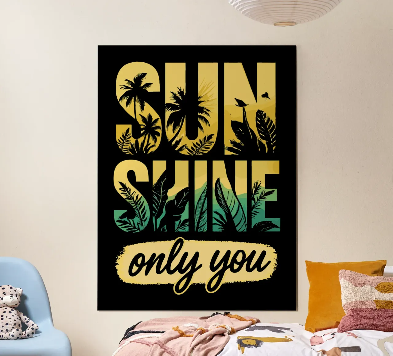 Sunshine, Only You - Tropical - Arte del testo poster con telaio in legno da LM2KONE