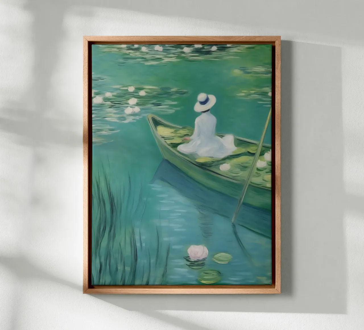 Gita in barca con ninfee | Decelerazione impressionista tela con Cornice a cassetta da Autofocus