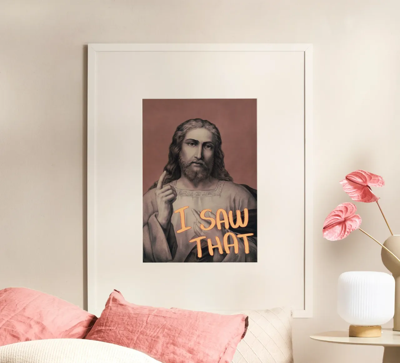"Ik zag dat" grappige Jezus-kunst, christelijke memeposter poster van vintagepod
