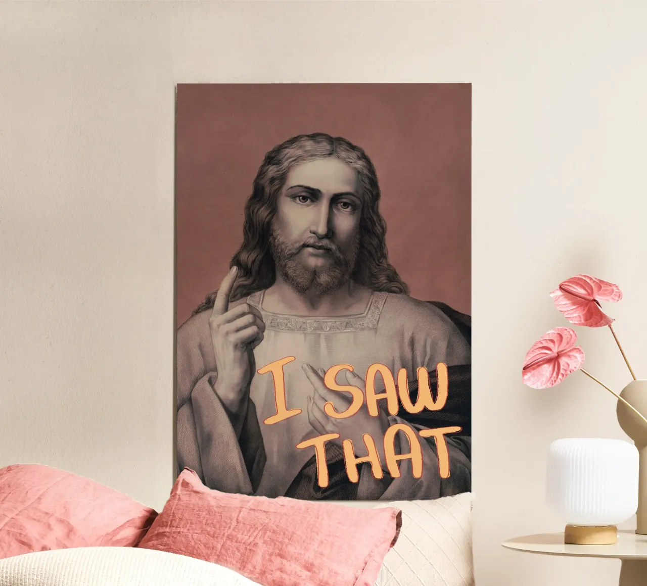 "Ik zag dat" grappige Jezus-kunst, christelijke memeposter poster van vintagepod