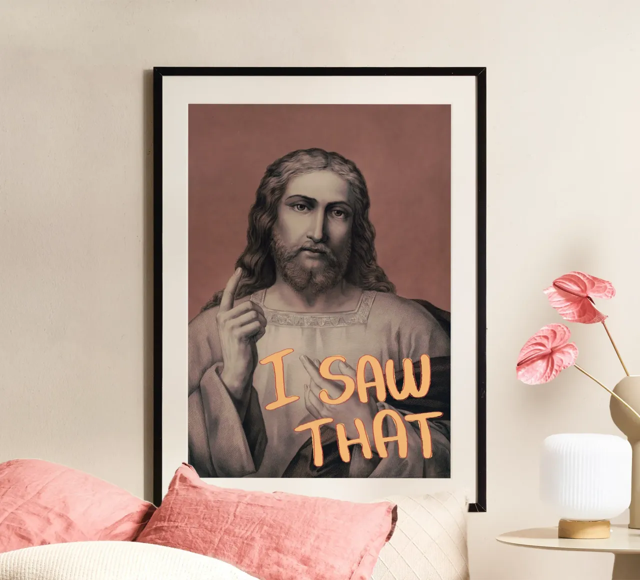 "Ik zag dat" grappige Jezus-kunst, christelijke memeposter poster van vintagepod