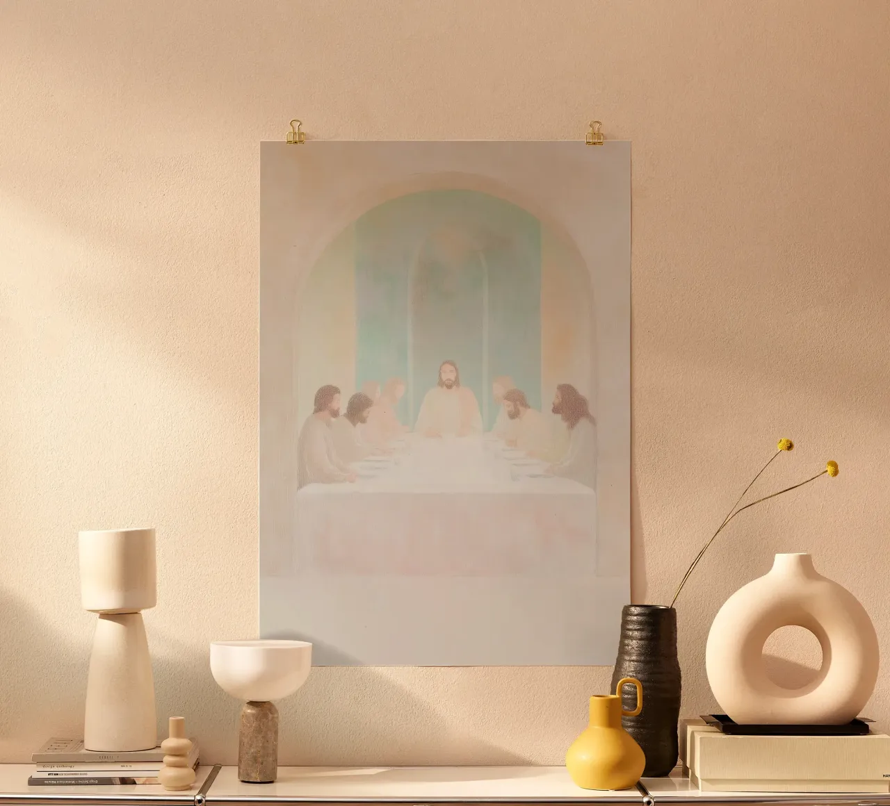 Modernes Abendmahl, friedliche abstrakte christliche Kunst Poster von vintagepod