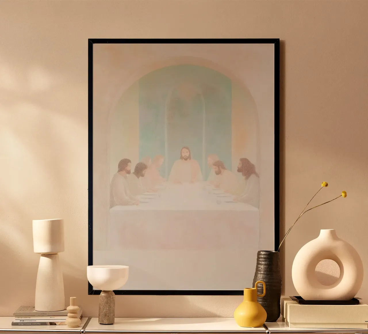 Modernes Abendmahl, friedliche abstrakte christliche Kunst Poster von vintagepod