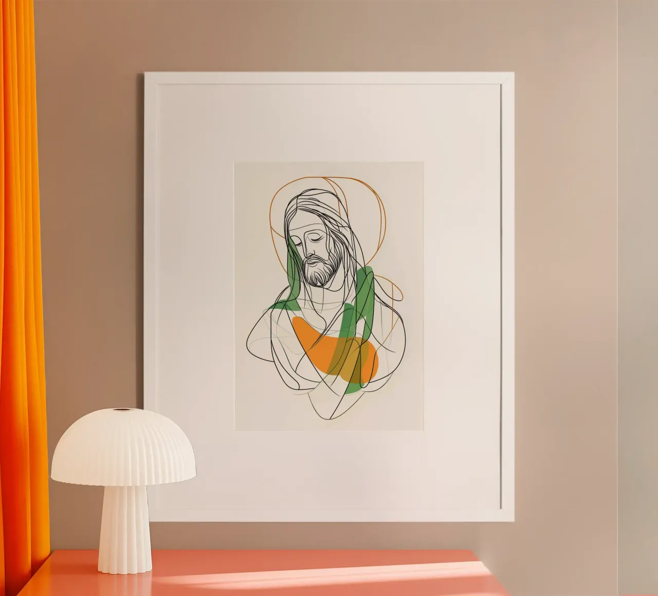 Jesus Christ Line Art, Modern Abstract Christian Print poster by vintagepod