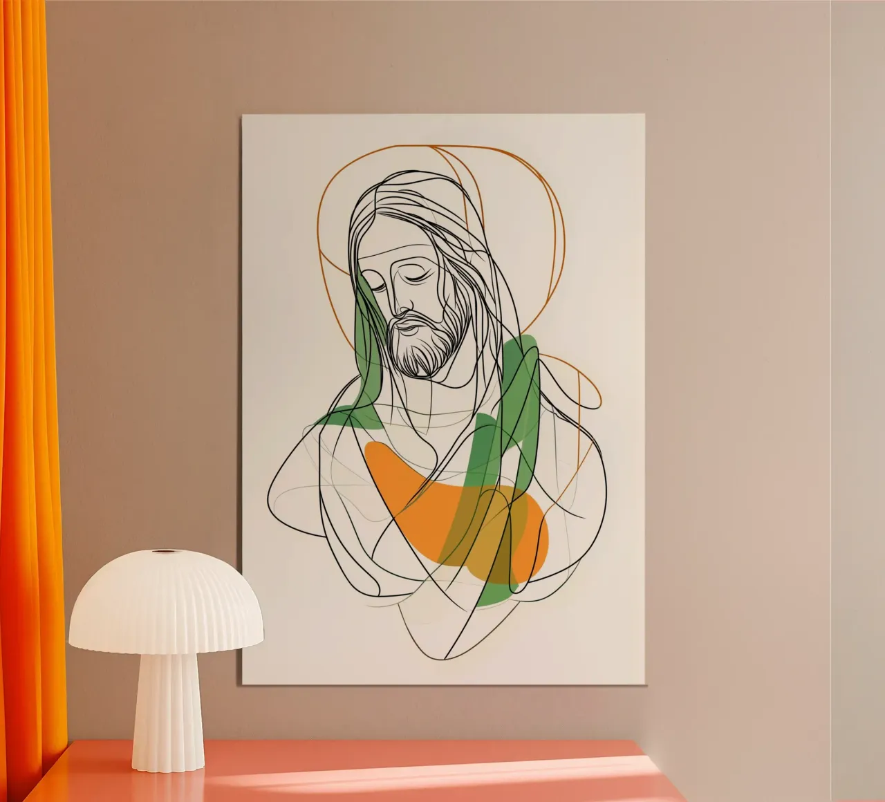 Jesus Christ Line Art, Modern Abstract Christian Print poster by vintagepod