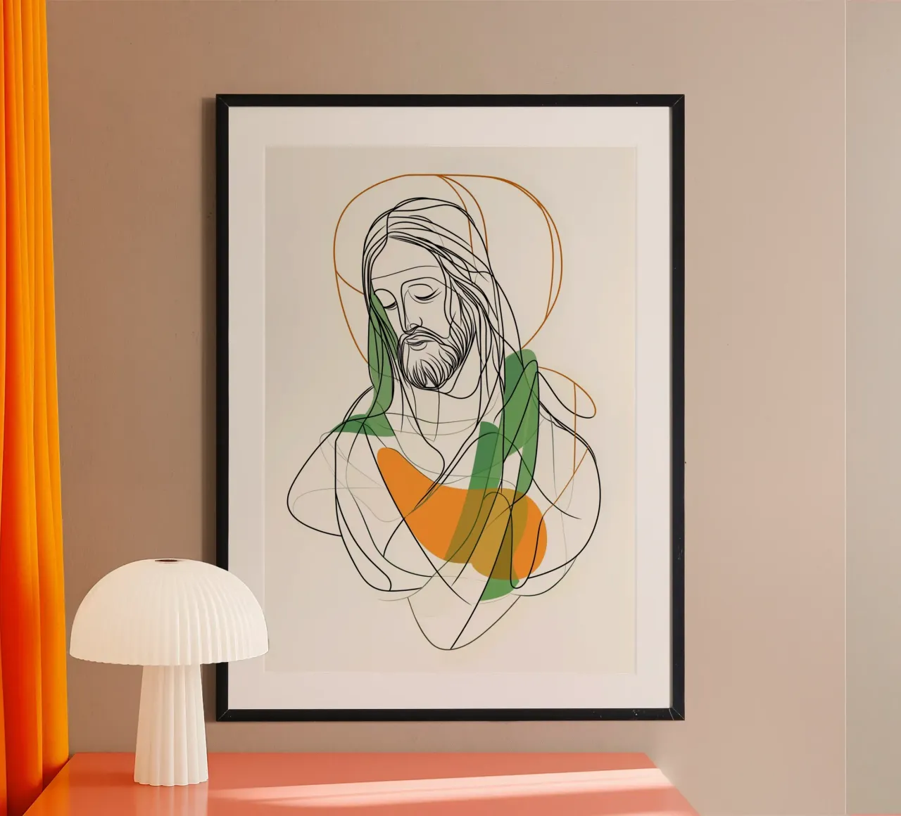 Jesus Christ Line Art, Modern Abstract Christian Print poster by vintagepod