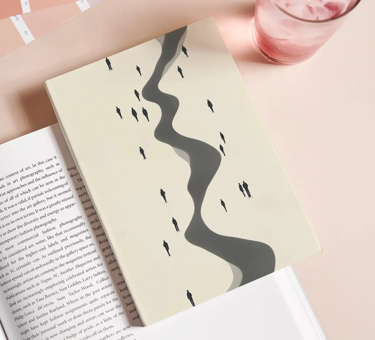 The Journey, Modern Minimalist Crowd Art Print notebook by vintagepod