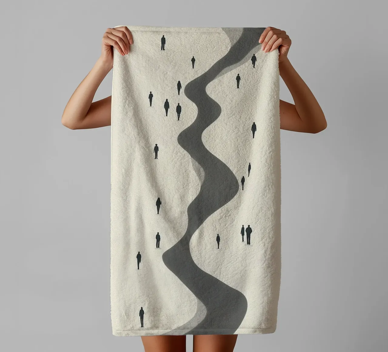 The Journey, Modern Minimalist Crowd Art Print towel by vintagepod