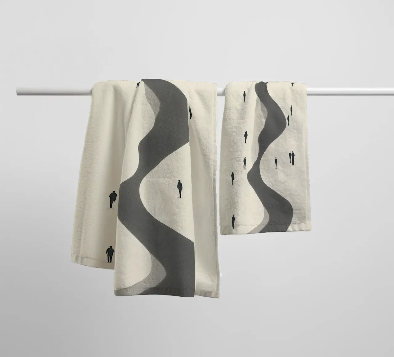 The Journey, Modern Minimalist Crowd Art Print towel by vintagepod