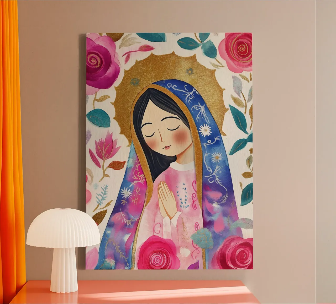 Nostra Signora di Guadalupe, poster folkloristico moderno tela con Cornice a cassetta da vintagepod