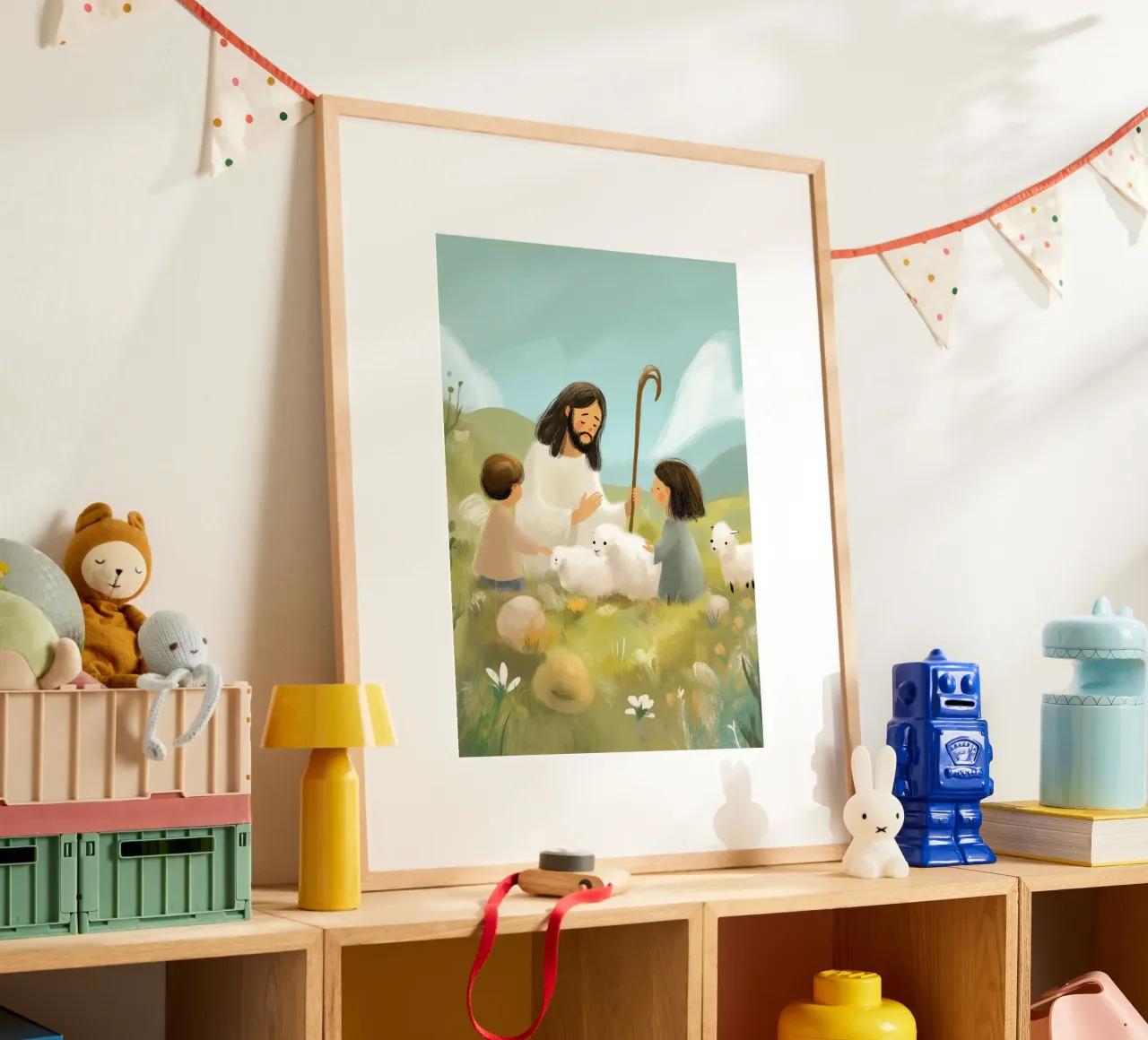 Gesù, i bambini e gli agnelli, il Buon Pastore poster da vintagepod