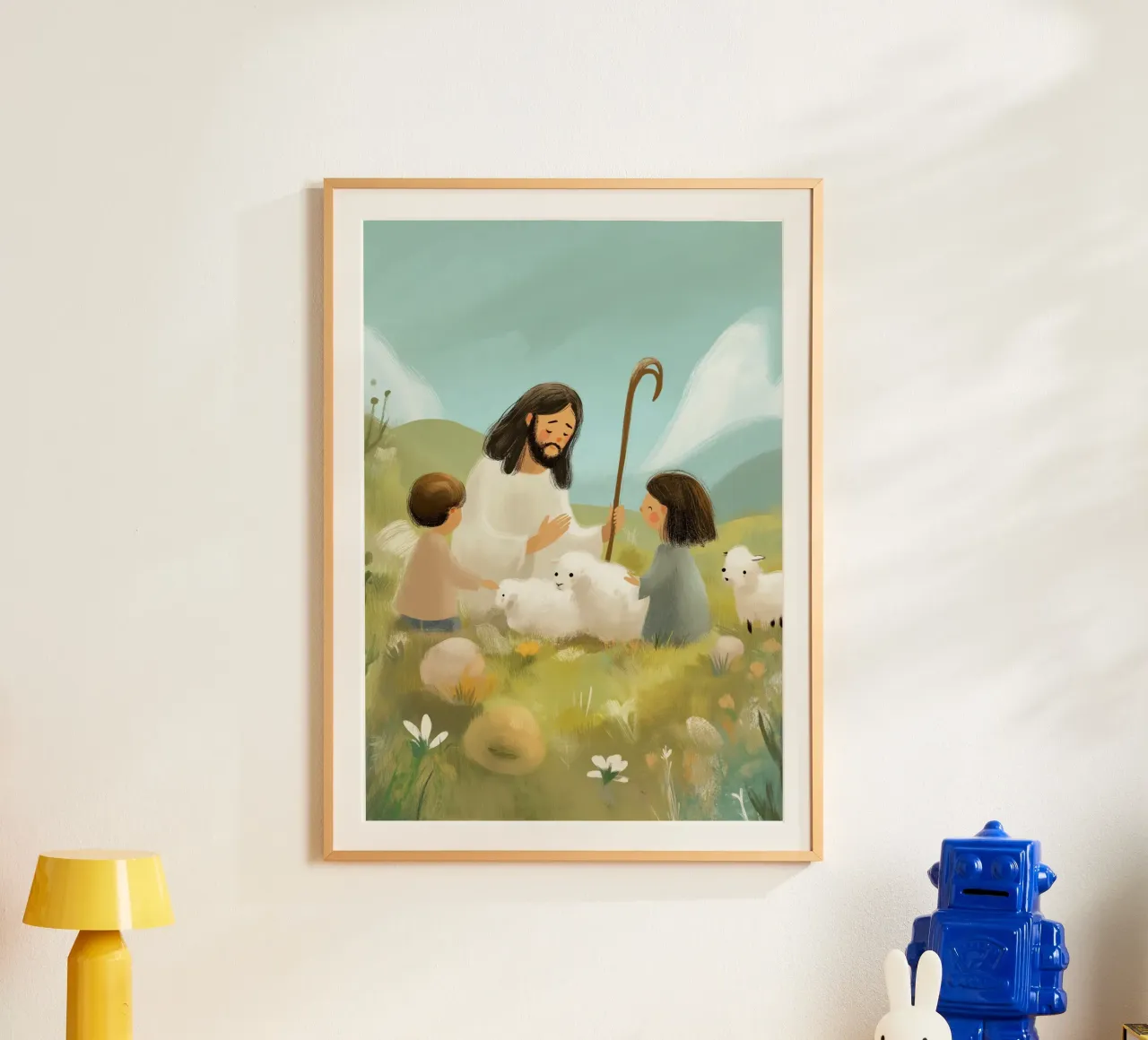 Gesù, i bambini e gli agnelli, il Buon Pastore poster da vintagepod
