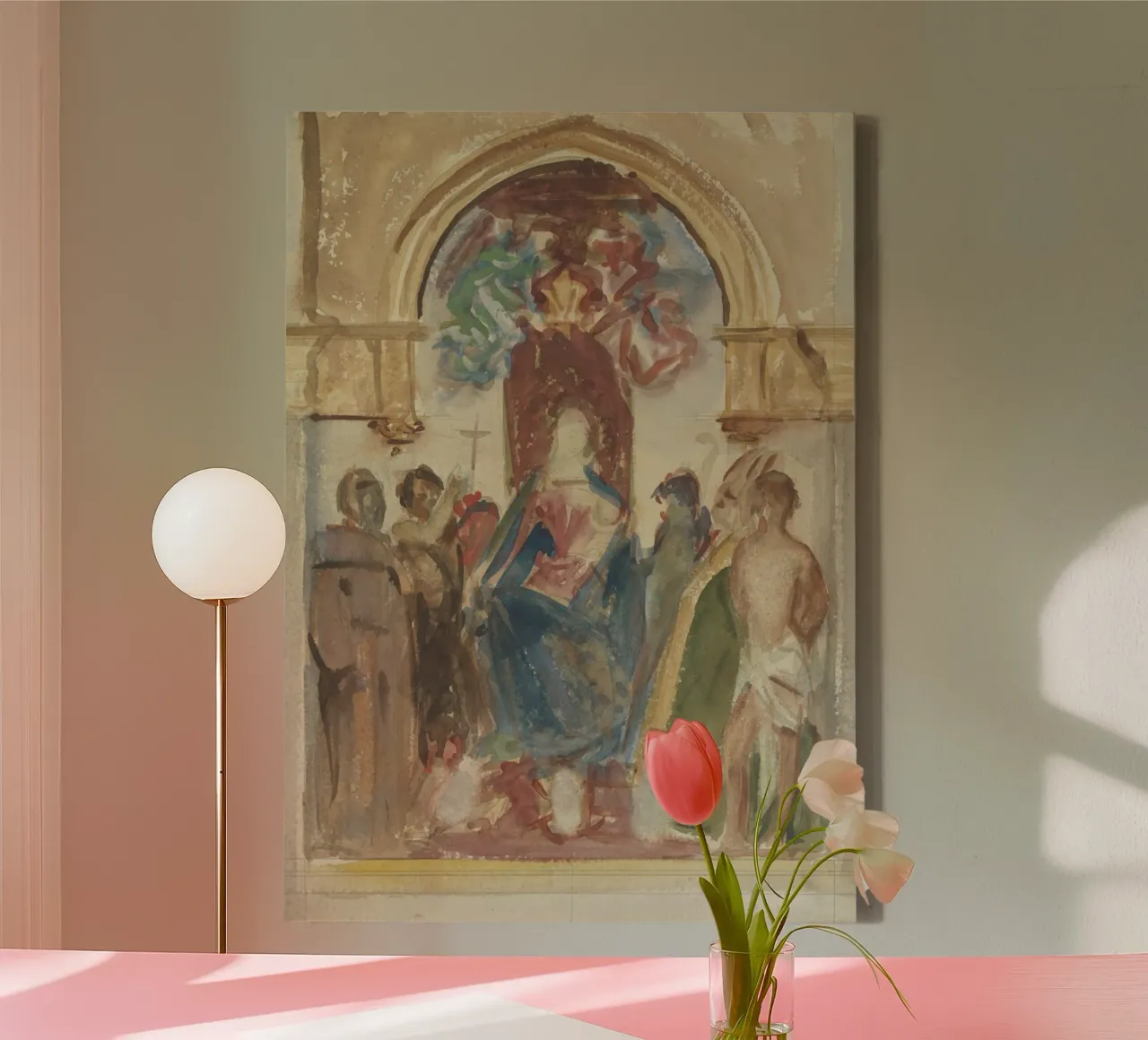 Madonna in trono di Dante Gabriel Rossetti tela con Cornice a cassetta da vintagepod