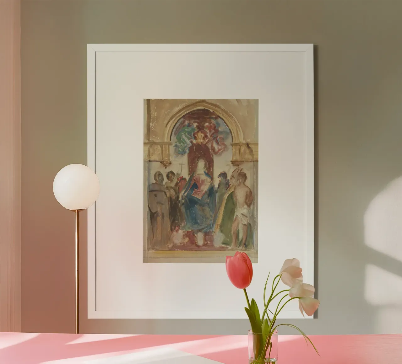 Madonna in trono di Dante Gabriel Rossetti poster con telaio in plastica da vintagepod