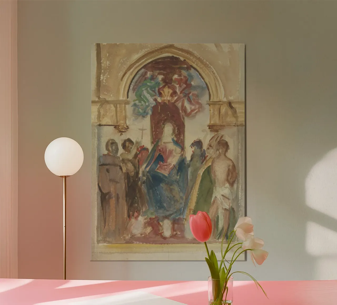 Madonna in trono di Dante Gabriel Rossetti poster con telaio in plastica da vintagepod