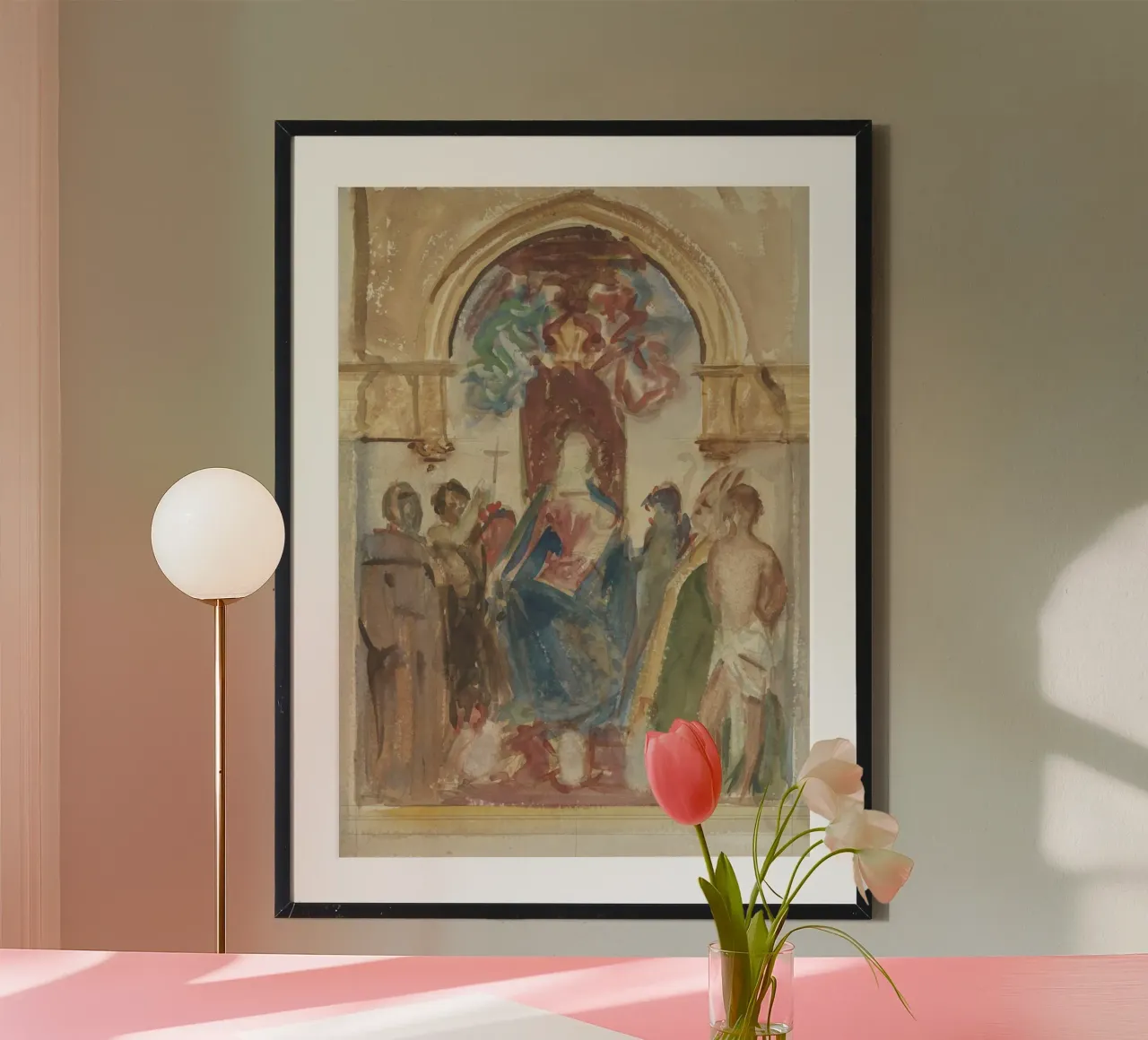 Madonna in trono di Dante Gabriel Rossetti poster con telaio in plastica da vintagepod