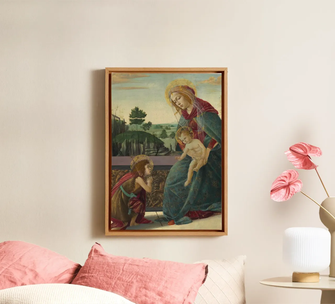 Madonna and Child with Saint John by Botticelli canvas with Floater frame by vintagepod