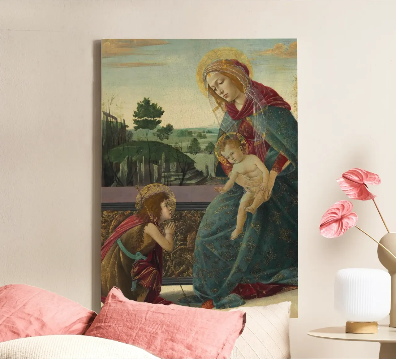 Madonna and Child with Saint John by Botticelli canvas with Floater frame by vintagepod