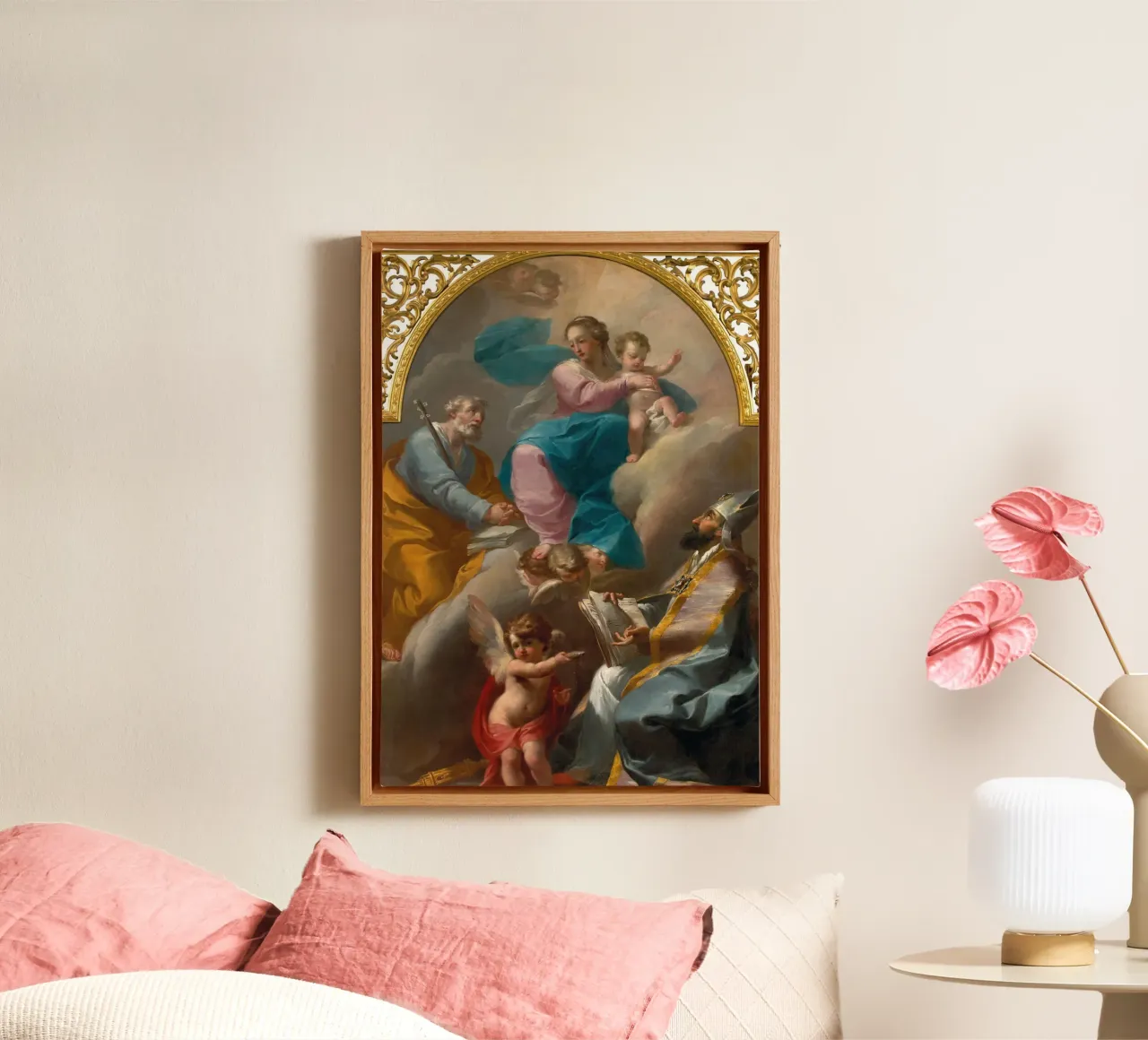 Baroque Masterpiece, Madonna and Child with Saints canvas with Floater frame by vintagepod