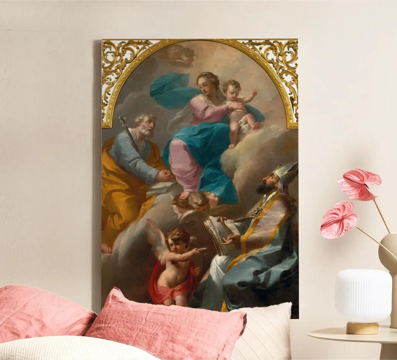 Baroque Masterpiece, Madonna and Child with Saints canvas with Floater frame by vintagepod