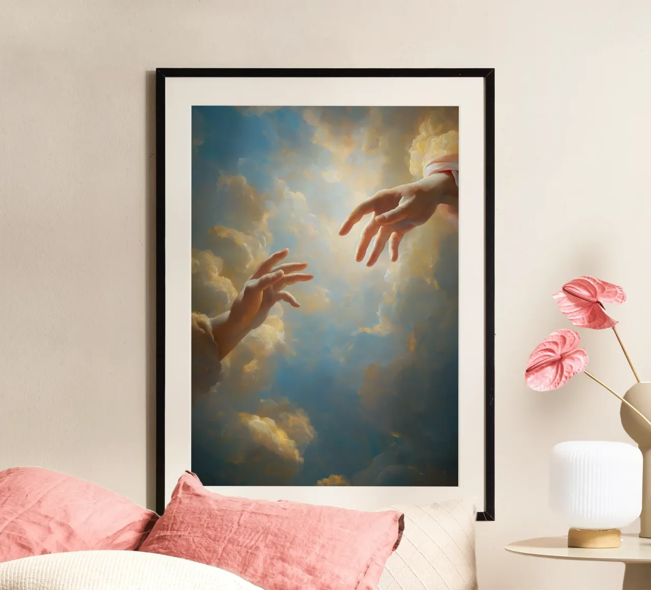 La creazione di Adamo, Il cielo barocco moderno, Dio e l'uomo poster da vintagepod