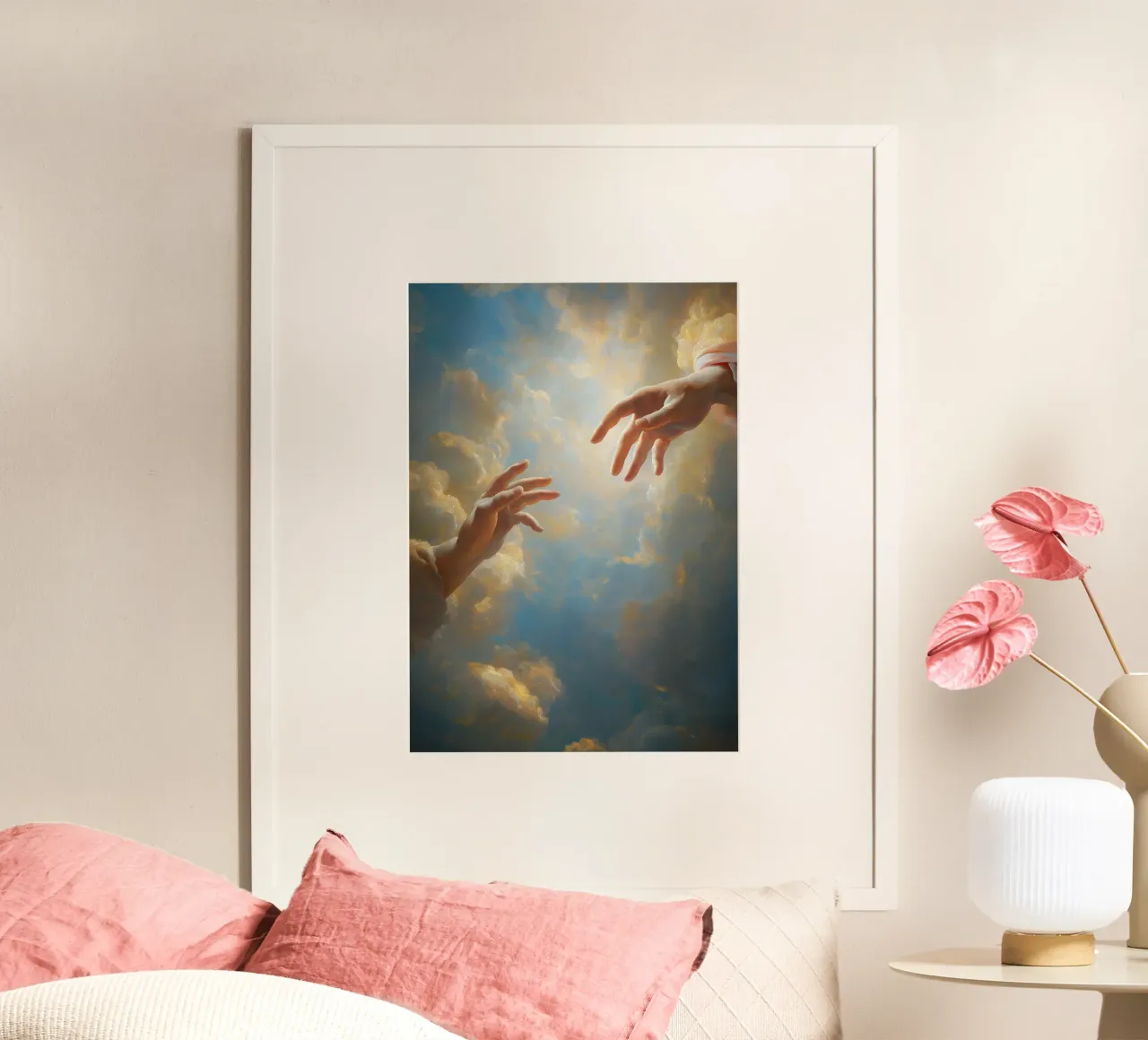 La creazione di Adamo, Il cielo barocco moderno, Dio e l'uomo poster da vintagepod