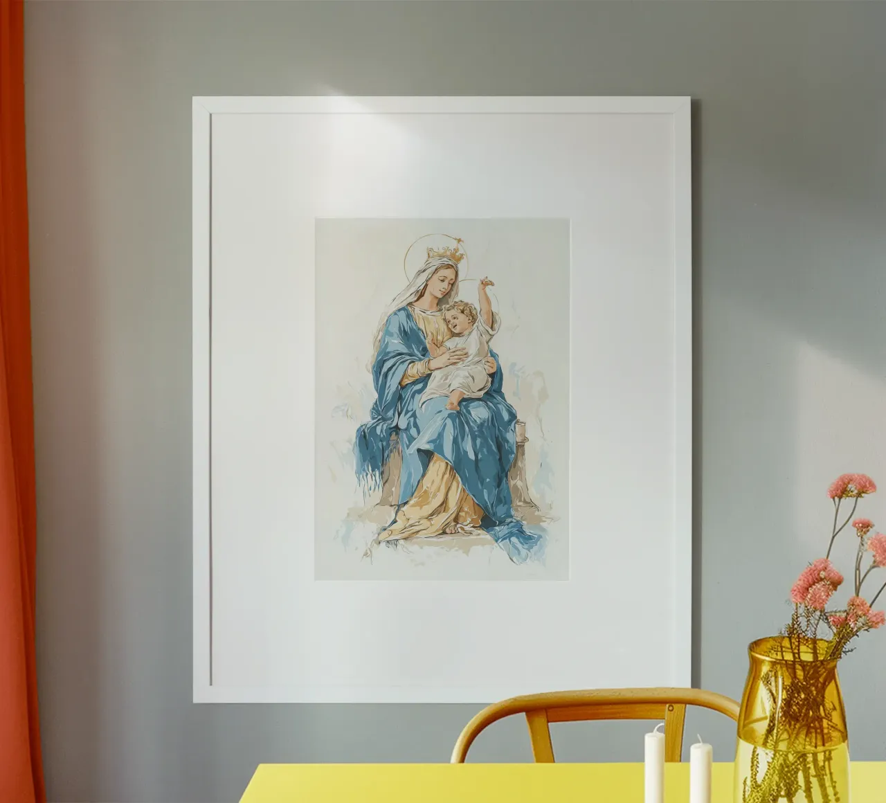 Unsere Liebe Frau von der Immerwährenden Hilfe, Moderne christliche Kunst Poster mit Kunststoffrahmen von vintagepod