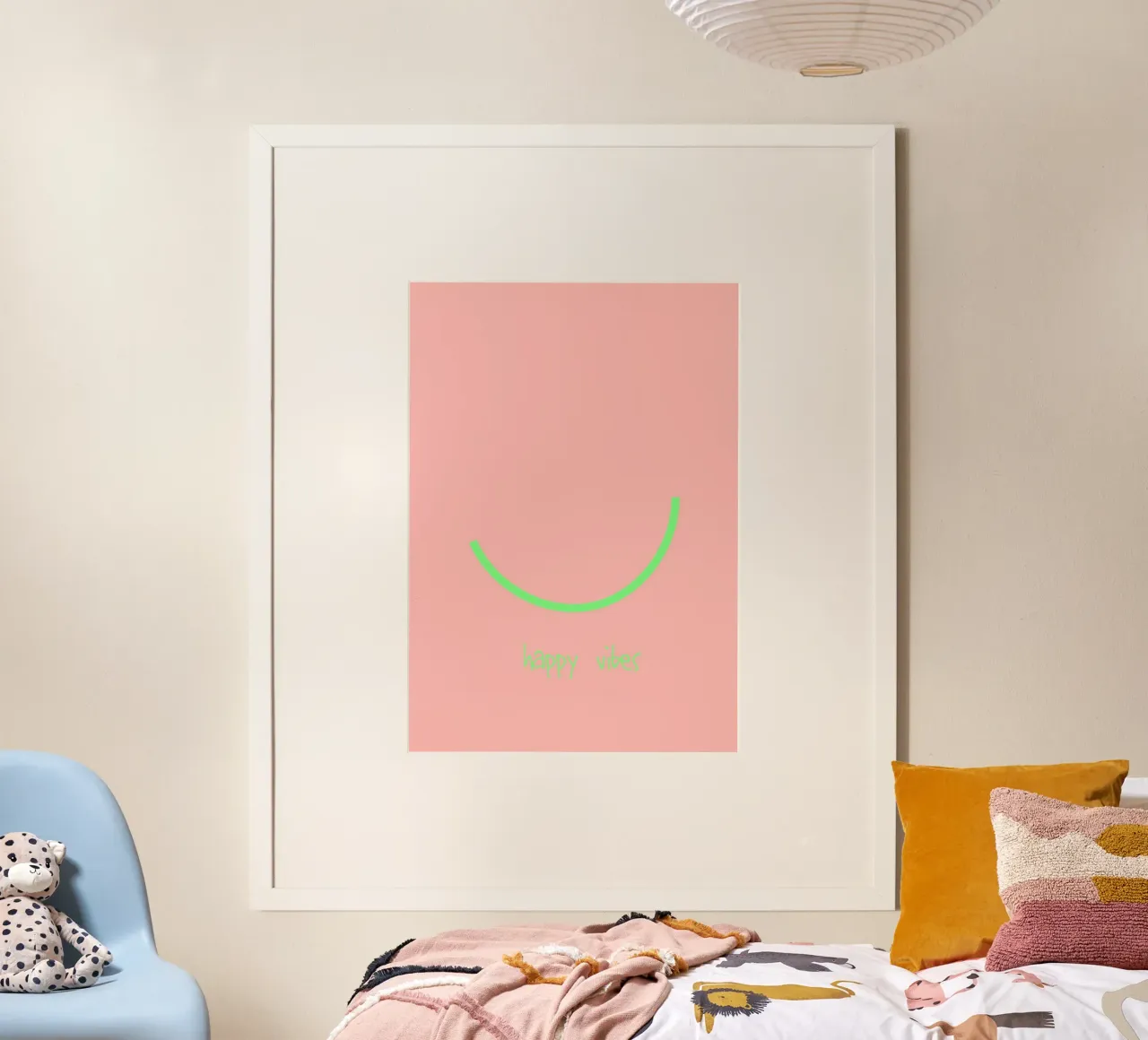 happy vibes. (keep on) poster met houten frame van FRICKE DESIGN