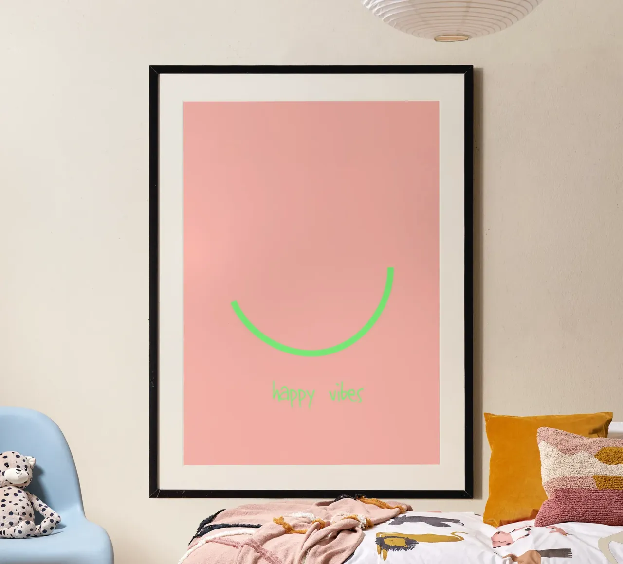happy vibes. (keep on) poster met houten frame van FRICKE DESIGN