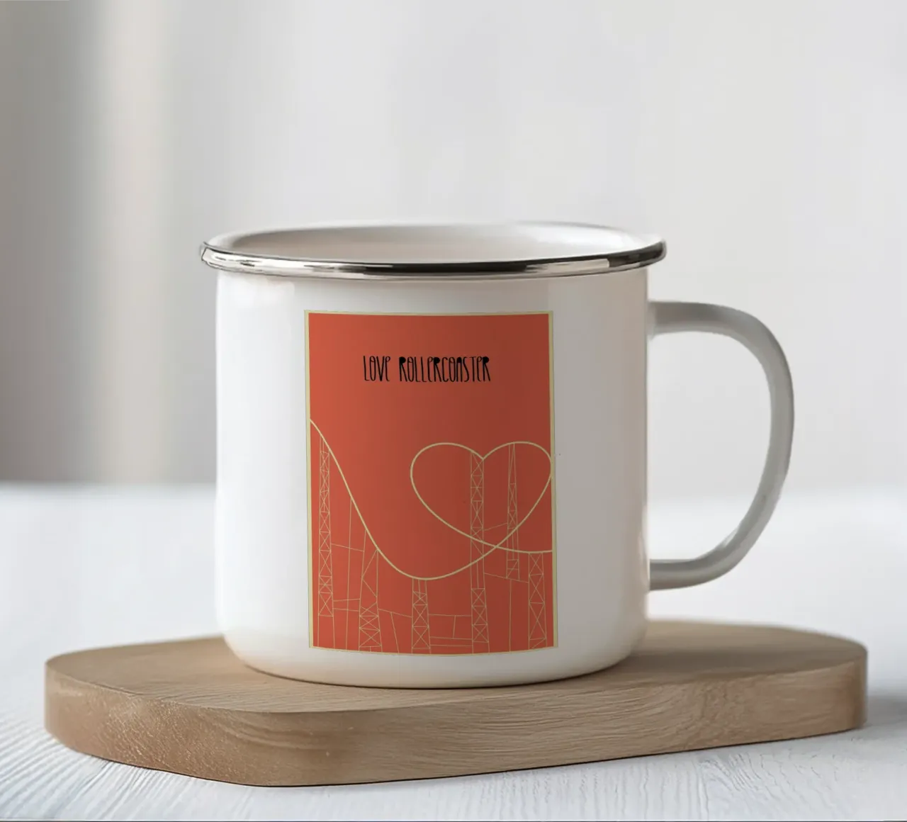 Love Rollercoaster enamel mug by Rahma Projekt