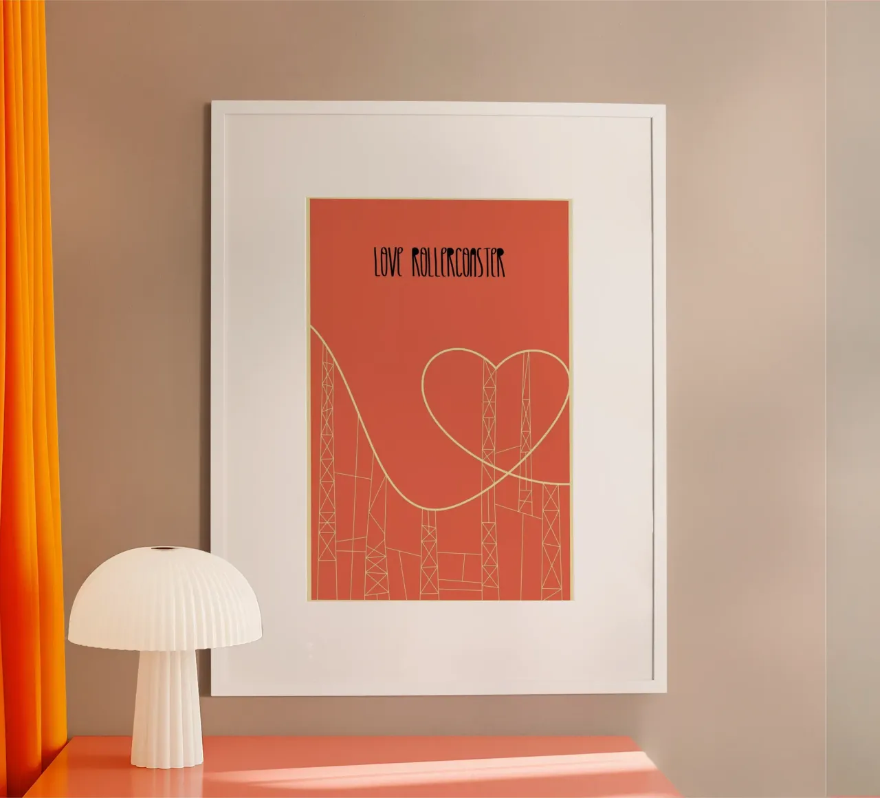 Love Rollercoaster poster con marco de madera de Rahma Projekt