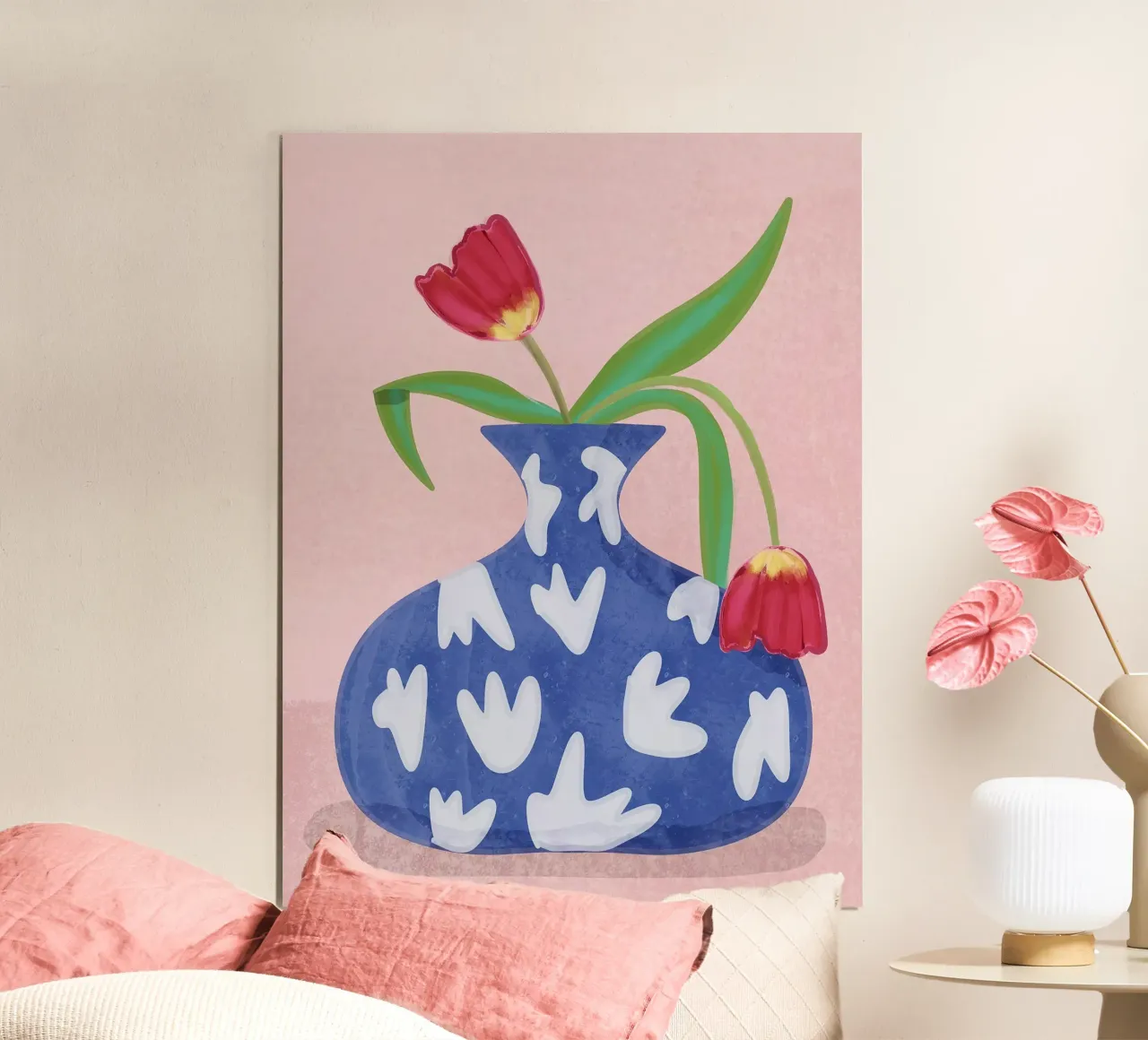 Tulipano in vaso poster con telaio in legno da Raissa Oltmanns