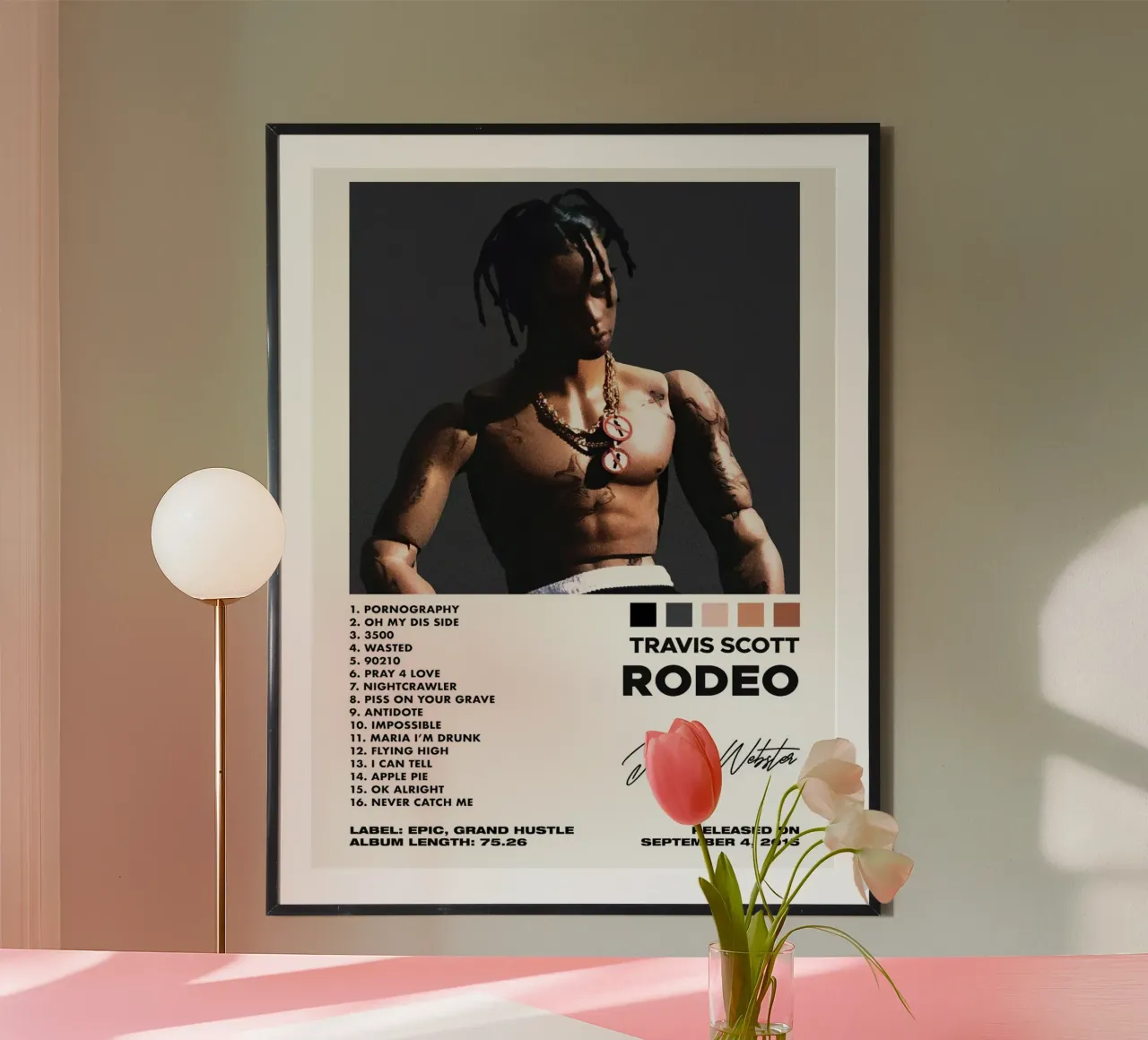 Travis Scott Rodeo poster con telaio in alluminio da Roronoa7