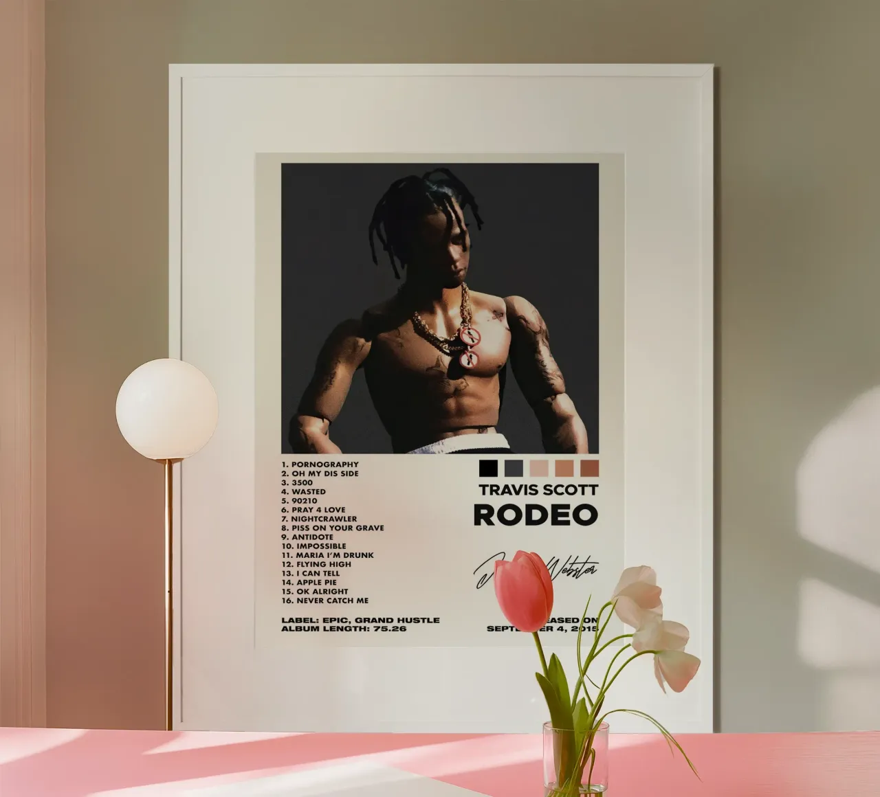 Travis Scott Rodeo poster con telaio in alluminio da Roronoa7