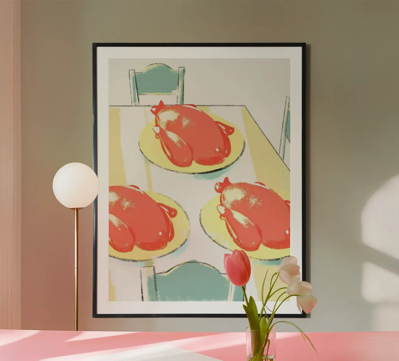 Cibo per polli poster con telaio in legno da PREKETEWE