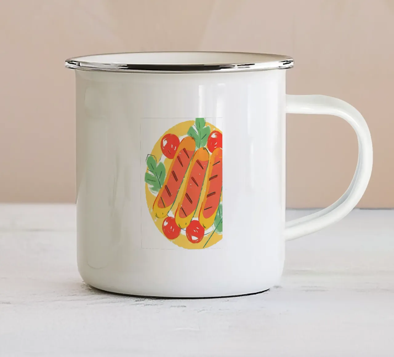 Salsiccia e pomodoro tazza in smalto da PREKETEWE