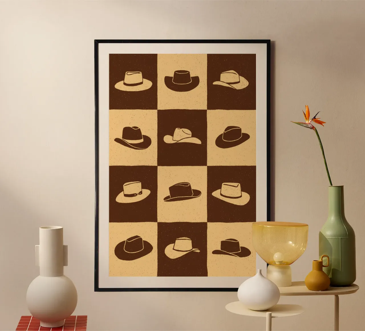 Cowboy Checkerboard (Brown Edition) poster da AnyoneCanYeehaw