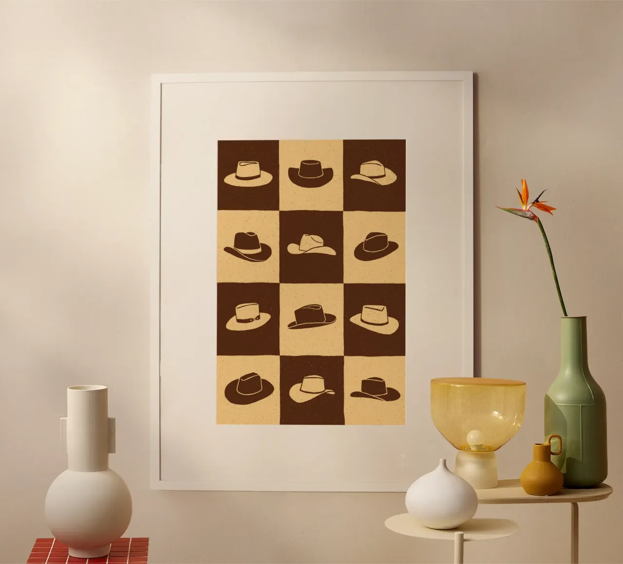 Cowboy Checkerboard (Brown Edition) poster da AnyoneCanYeehaw