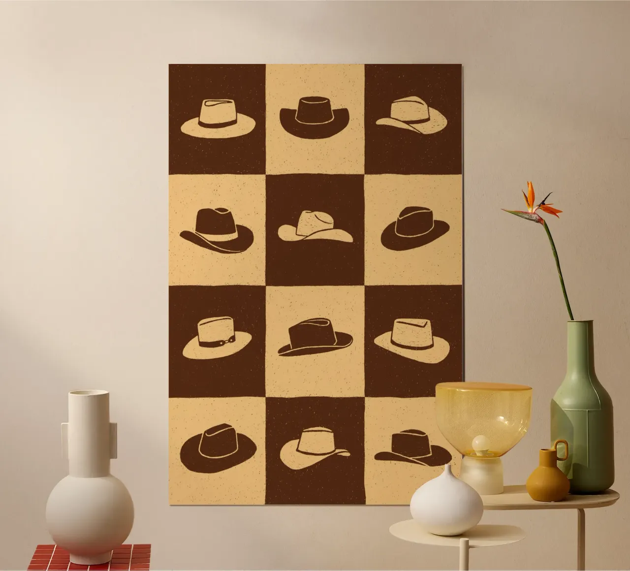 Cowboy Checkerboard (Brown Edition) poster da AnyoneCanYeehaw