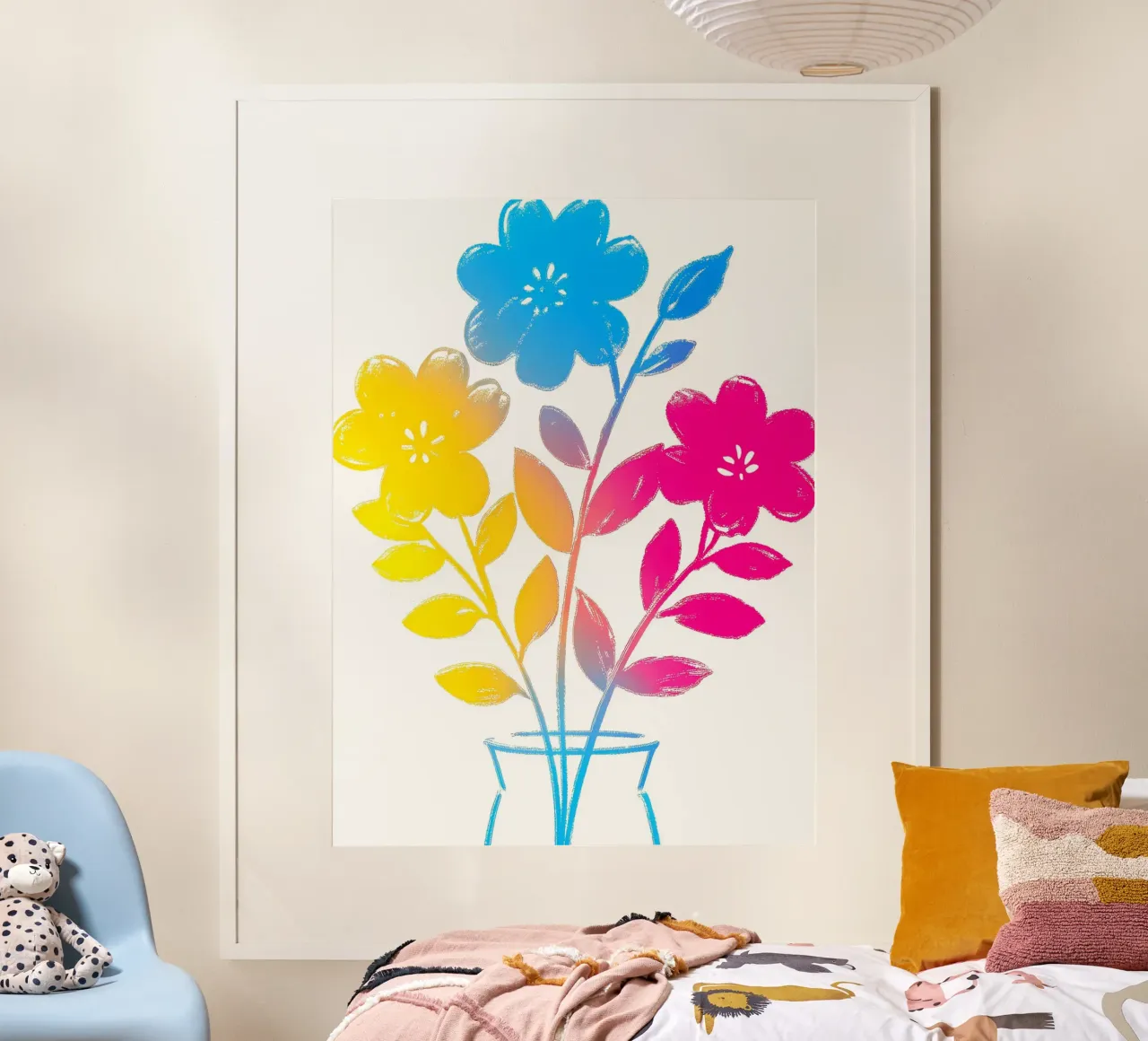 Gradazione dei colori dei fiori poster con telaio in legno da PREKETEWE