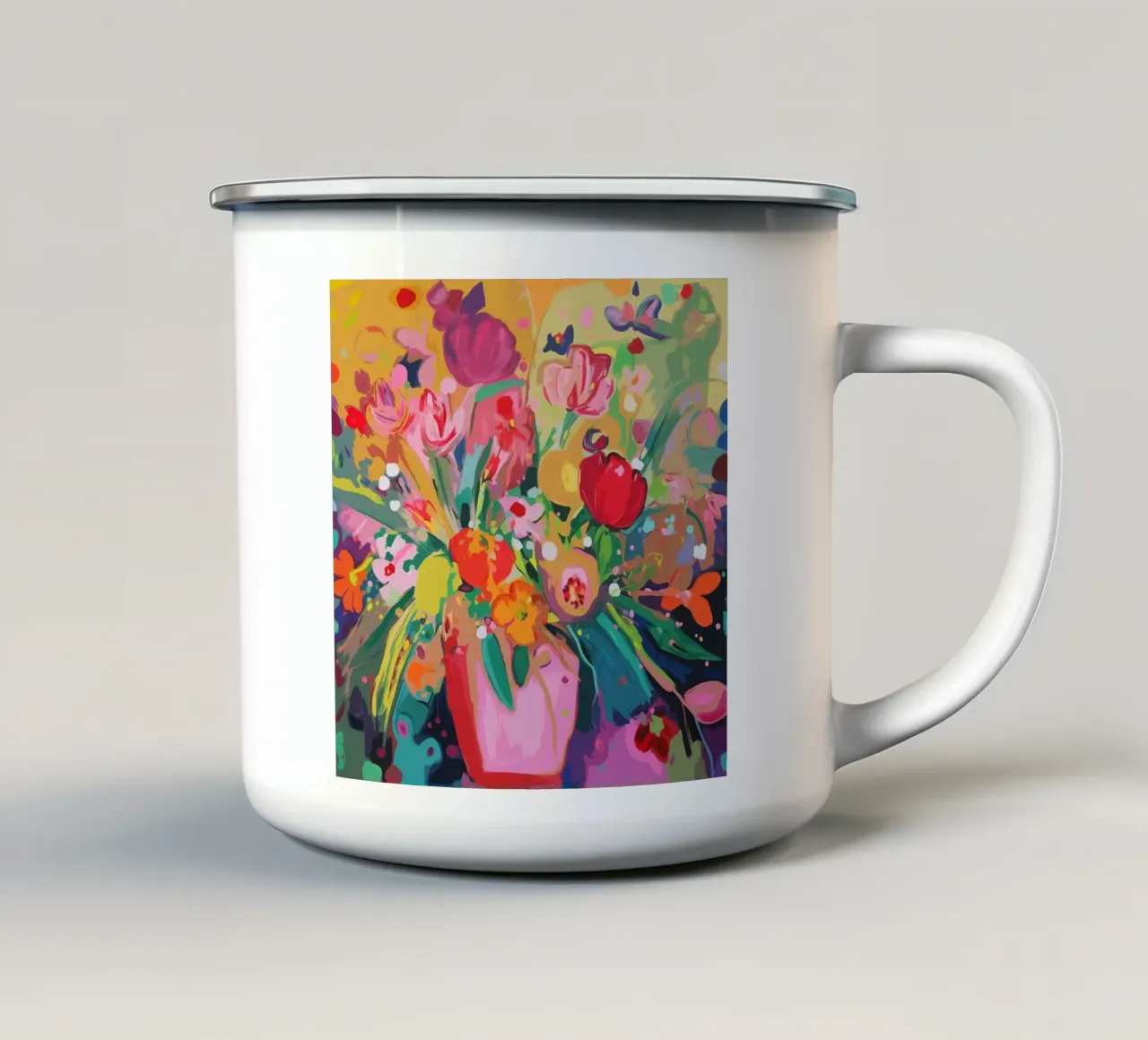 Fiori pop art con vaso tazza in smalto da Carinaprint