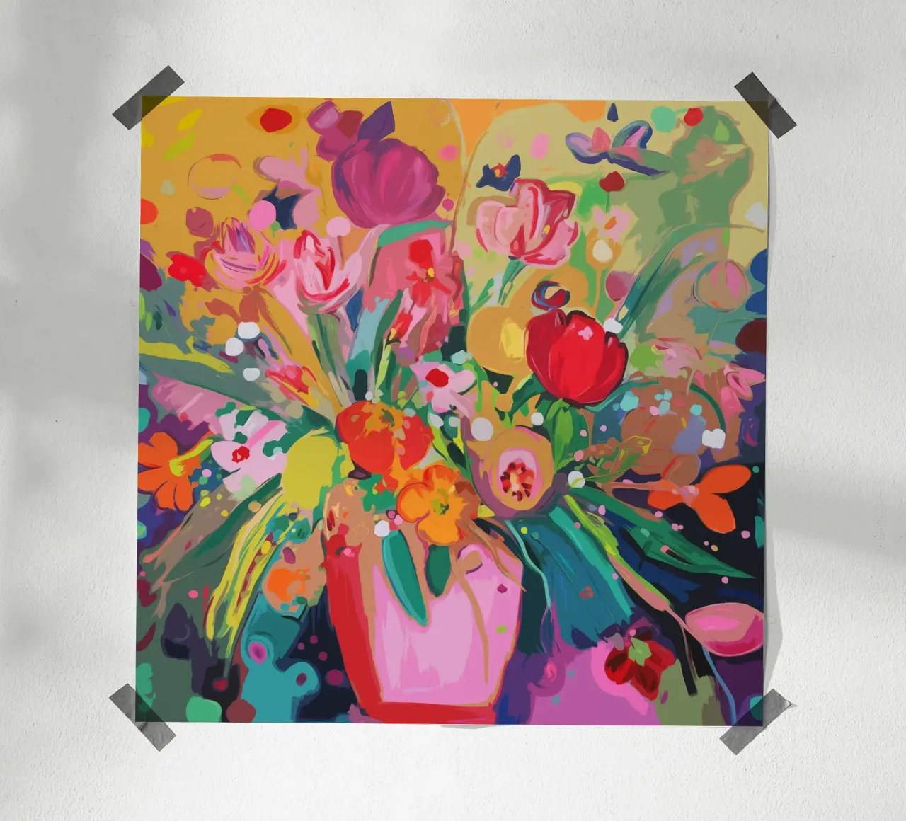 Fiori pop art con vaso poster da Carinaprint